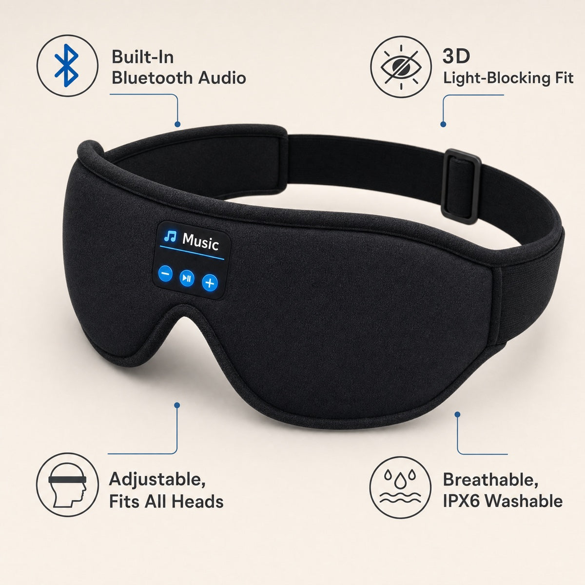 3D Eye Mask Bluetooth & Unlimited Music Stereo